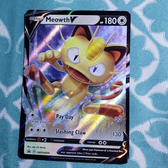 meowth vmax pokemon card value V & and others pokemon, Toys & Collectibles, Trading Cards, Raw Singles on Carousell Attack 2 Pokmon Meowth VMAX SWSH005 Jumbo